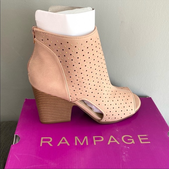 NIB open toe booties embellished dark blush - Picture 4 of 8